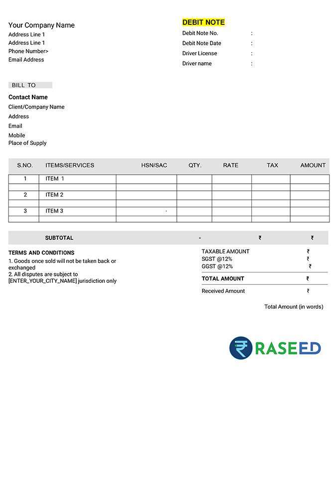 Debit Note in GST